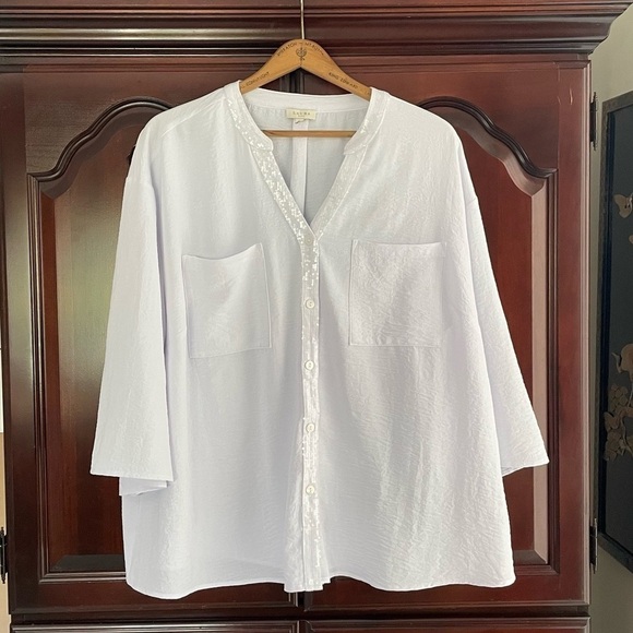 Laura Plus Sequin detail V-neck blouse size 3X - Picture 7 of 16